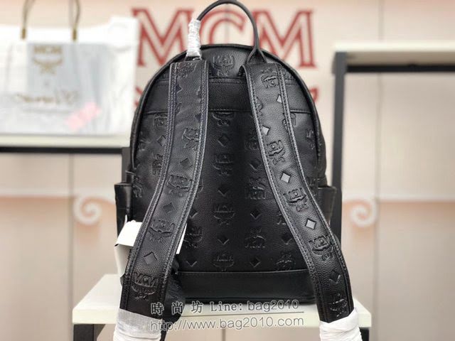 MCM雙肩包 原單 5915 MCM全皮凹凸印花LOGO雙肩包 進口牛皮 MCM後背包  mdmc1435